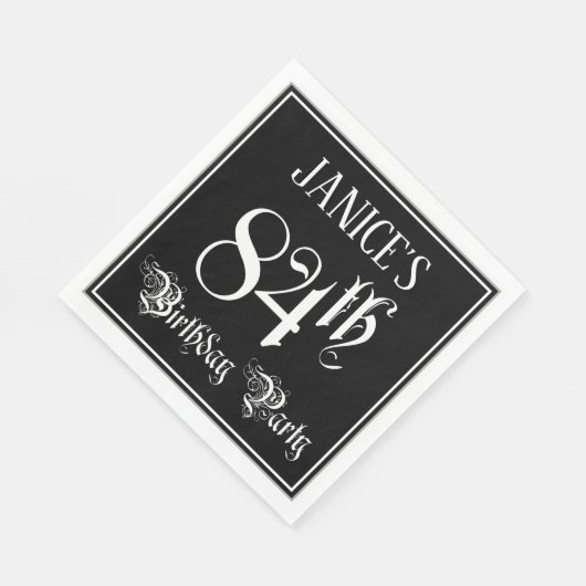 Serviette En Papier Fête du 84e anniversaire — Script fantaisie + Nom  (Coin)