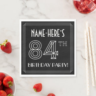 Serviette En Papier Fête du 84e anniversaire : Style Art Déco + Nom pe
