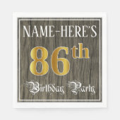 Serviette En Papier Fête du 86e anniversaire — Faux Gold & Faux Wood L (Devant)