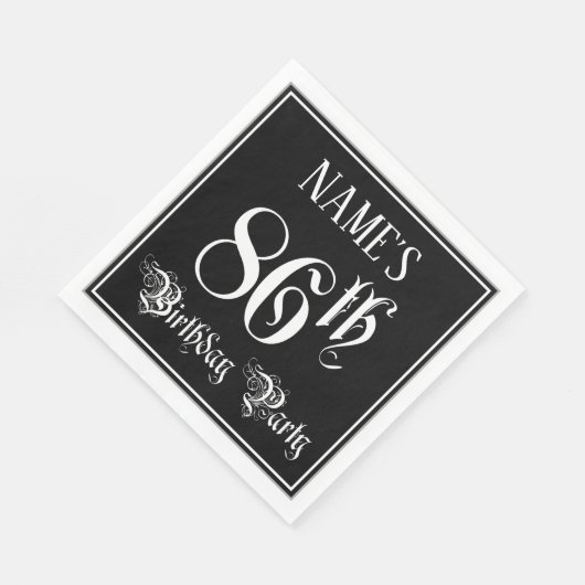 Serviette En Papier Fête du 86e anniversaire — Script fantaisie + Nom (Coin)