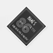 Serviette En Papier Fête du 86e anniversaire : Style Art Déco + Nom pe (Coin)