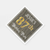 Serviette En Papier Fête du 87e anniversaire — Faux Gold & Faux Wood L (Coin)