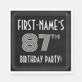 Serviette En Papier Fête du 87e anniversaire : Style Art Déco + Nom pe (Devant)