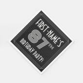 Serviette En Papier Fête du 87e anniversaire : Style Art Déco + Nom pe (Coin)