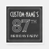 Serviette En Papier Fête du 87e anniversaire : Style Art Déco + Nom pe (Devant)