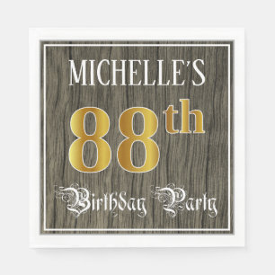 Serviette En Papier Fête du 88e anniversaire — Faux Gold & Faux Woo