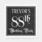 Serviette En Papier Fête du 88e anniversaire — Script fantaisie + Nom (Devant)