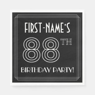 Serviette En Papier Fête du 88e anniversaire : Style Art Déco + Nom pe