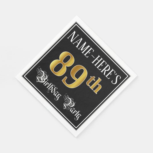 Serviette En Papier Fête du 89e anniversaire — Script fantaisie, Faux (Coin)