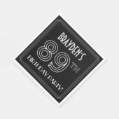 Serviette En Papier Fête du 89e anniversaire : Style Art Déco + Nom pe (Coin)