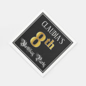 Serviette En Papier Fête du 8e anniversaire — Script fantaisie, Faux G (Coin)