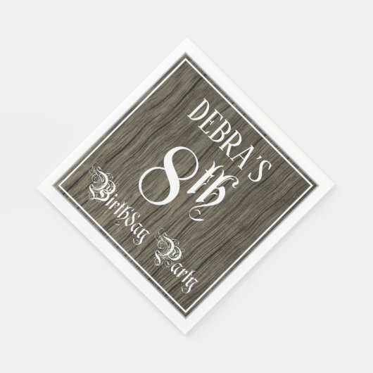 Serviette En Papier Fête du 8e anniversaire — Script fantaisie, Faux W (Coin)