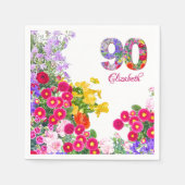 Serviette En Papier Fête du 90e anniversaire Fleurs florales Moderne 9 (Devant)