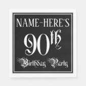 Serviette En Papier Fête du 90e anniversaire — Script fantaisie + Nom  (Devant)