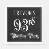 Serviette En Papier Fête du 93e anniversaire — Script fantaisie + Nom (Devant)