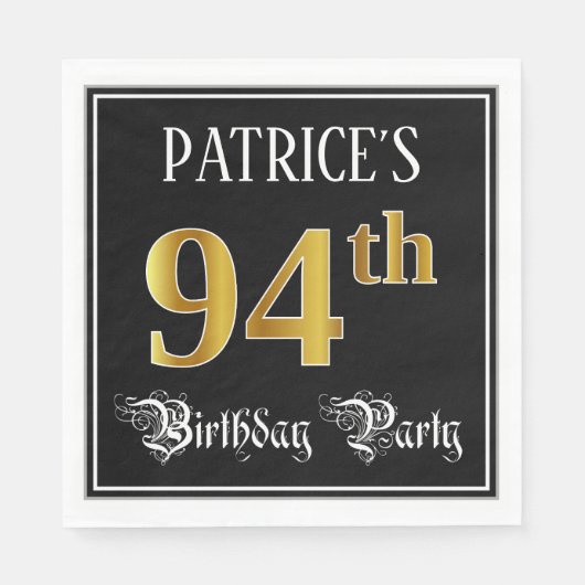 Serviette En Papier Fête du 94e anniversaire — Script fantaisie, Faux  (Devant)