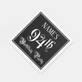 Serviette En Papier Fête du 94e anniversaire — Script fantaisie + Nom  (Coin)