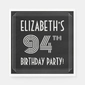 Serviette En Papier Fête du 94e anniversaire : Style Art Déco + Nom pe (Devant)