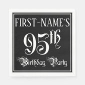 Serviette En Papier Fête du 95e anniversaire — Script fantaisie + Nom (Devant)