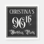 Serviette En Papier Fête du 96e anniversaire — Script fantaisie + Nom (Devant)