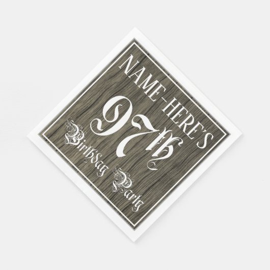 Serviette En Papier Fête du 97e anniversaire — Script fantaisie, Faux (Coin)