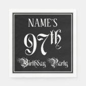 Serviette En Papier Fête du 97e anniversaire — Script fantaisie + Nom (Devant)