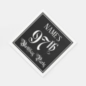 Serviette En Papier Fête du 97e anniversaire — Script fantaisie + Nom (Coin)