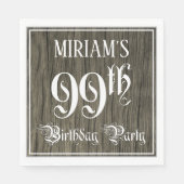 Serviette En Papier Fête du 99e anniversaire — Script fantaisie, Faux  (Devant)