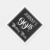 Serviette En Papier Fête du 99e anniversaire — Script fantaisie + Nom (Coin)