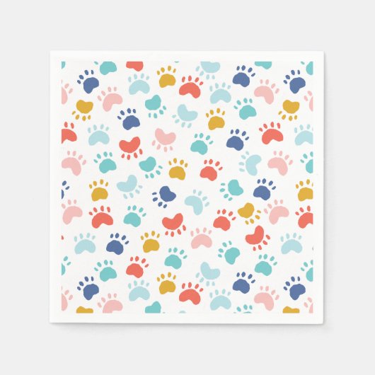 Serviette En Papier Fête du chien coloré Paw (Devant)