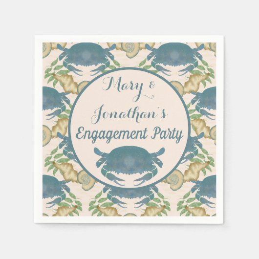 Serviette En Papier Fête du crabe Crabes bleus, Fiançailles (Devant)