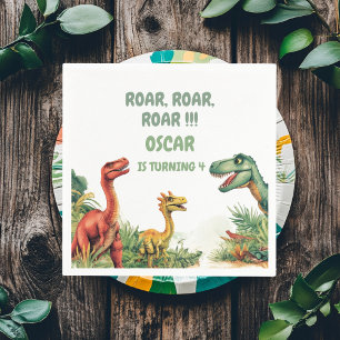 Serviette En Papier Fête du dinosaure du bon temps