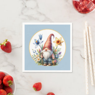 Serviette En Papier Fête du jardin du printemps mignon gnome