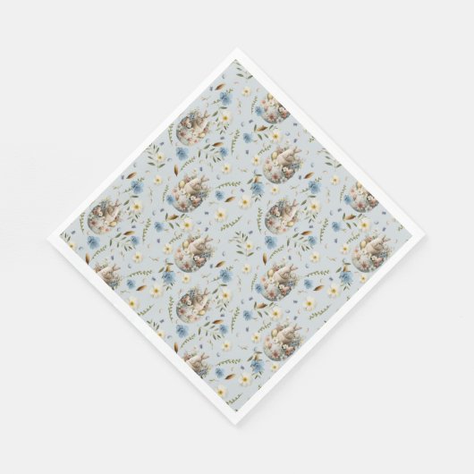 Serviette En Papier Fête du lapin du jardin Bleu (Coin)