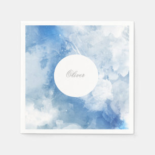 Serviette En Papier Fête du Motif Boy Blue Watercolor