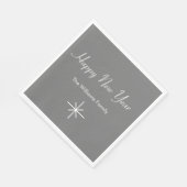 Serviette En Papier Fête du Nouvel An 2024 Retro Snowflake Grey (Coin)