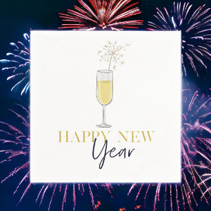 Serviette En Papier Fête du Nouvel An Champagne Étoiles Étincelantes