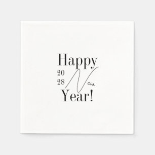 Serviette En Papier Fête du Nouvel An noir et blanc