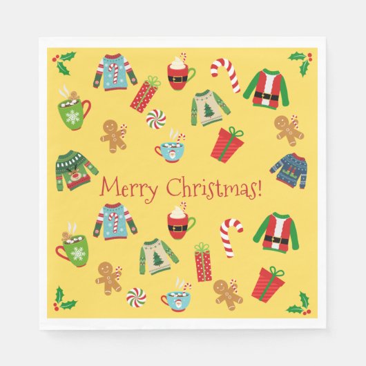 Serviette En Papier Fête du pullover moche jaune (Devant)