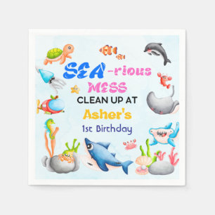 Serviette En Papier Fête éducative pour la protection de l'océan, c'es