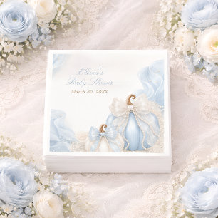Serviette En Papier Fête élégante de bébé à la citrouille bleue