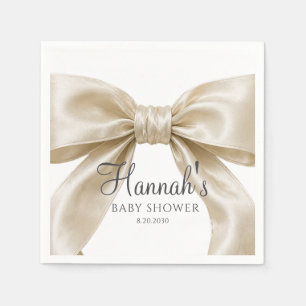 Serviette En Papier Fête élégante de bébé fille avec ruban de satin Ch