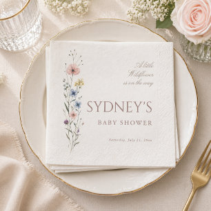 Serviette En Papier Fête élégante de bébé Fleur Sauvageonne Neutre