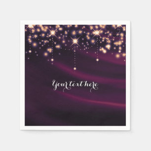 Serviette En Papier Fête élégante et glamour Soie violette et paillett