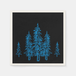 Serviette En Papier Fête élégante moderne de style noir et bleu pour l