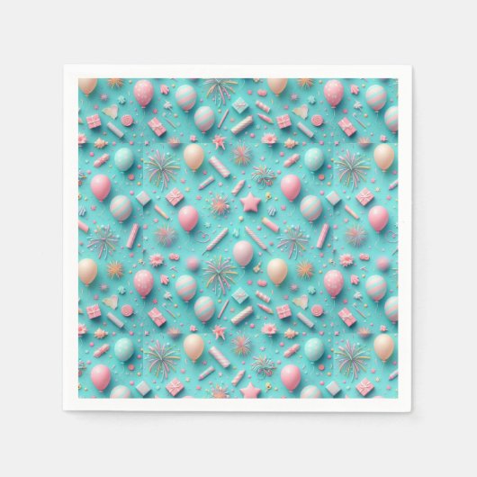 Serviette En Papier Fête en bleu (Devant)