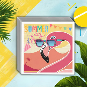 Serviette En Papier Fête estivale au Flamant Rose
