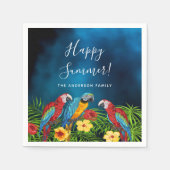 Serviette En Papier Fête estivale perroquets bleus (Devant)