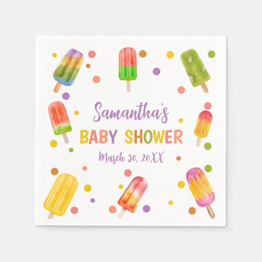 Serviette En Papier Fête estivale Popsicle baby shower Ice Cream (Devant)
