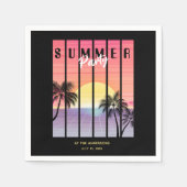 Serviette En Papier Fête estivale synthwave rose et violette (Devant)